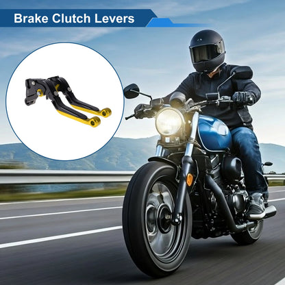 Brake Clutch Levers Adjustable Short Long Black Gold Tone for Kawasaki ZZR600
