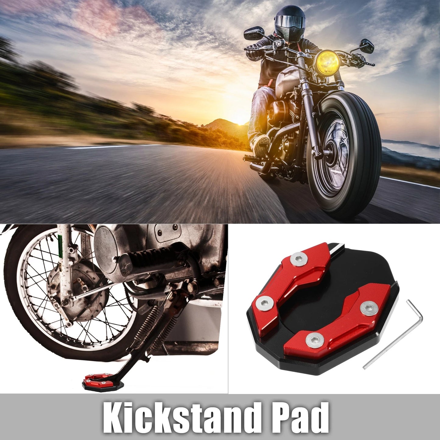 Set Aluminum Alloy Kickstand Plate Pad for Honda Black Red