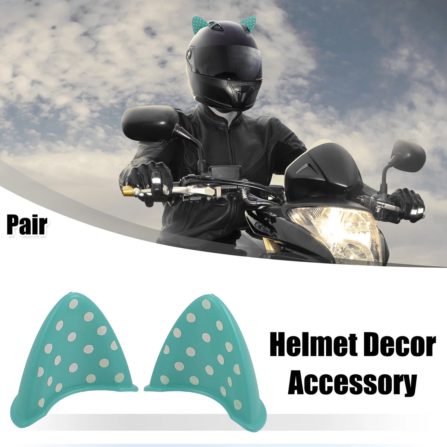 1 x Pair Universal Motorcycle TPU Cat Ears Shape Helmet Decor Fluorescent Blue