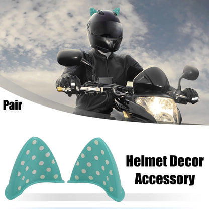 1 x Pair Universal Motorcycle TPU Cat Ears Shape Helmet Decor Fluorescent Blue