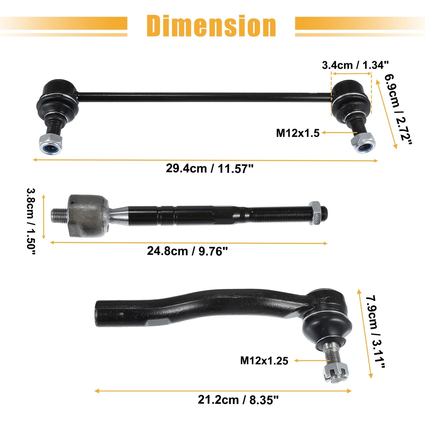 6 Pcs Tie Rod Sway Bars for Toyota Camry (2007-2011)