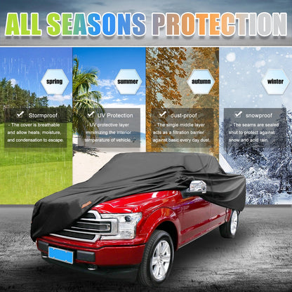 Pickup Truck Cover for Ford F150 Crew Cab 4 Door (2004-2021) Black Sun Rain