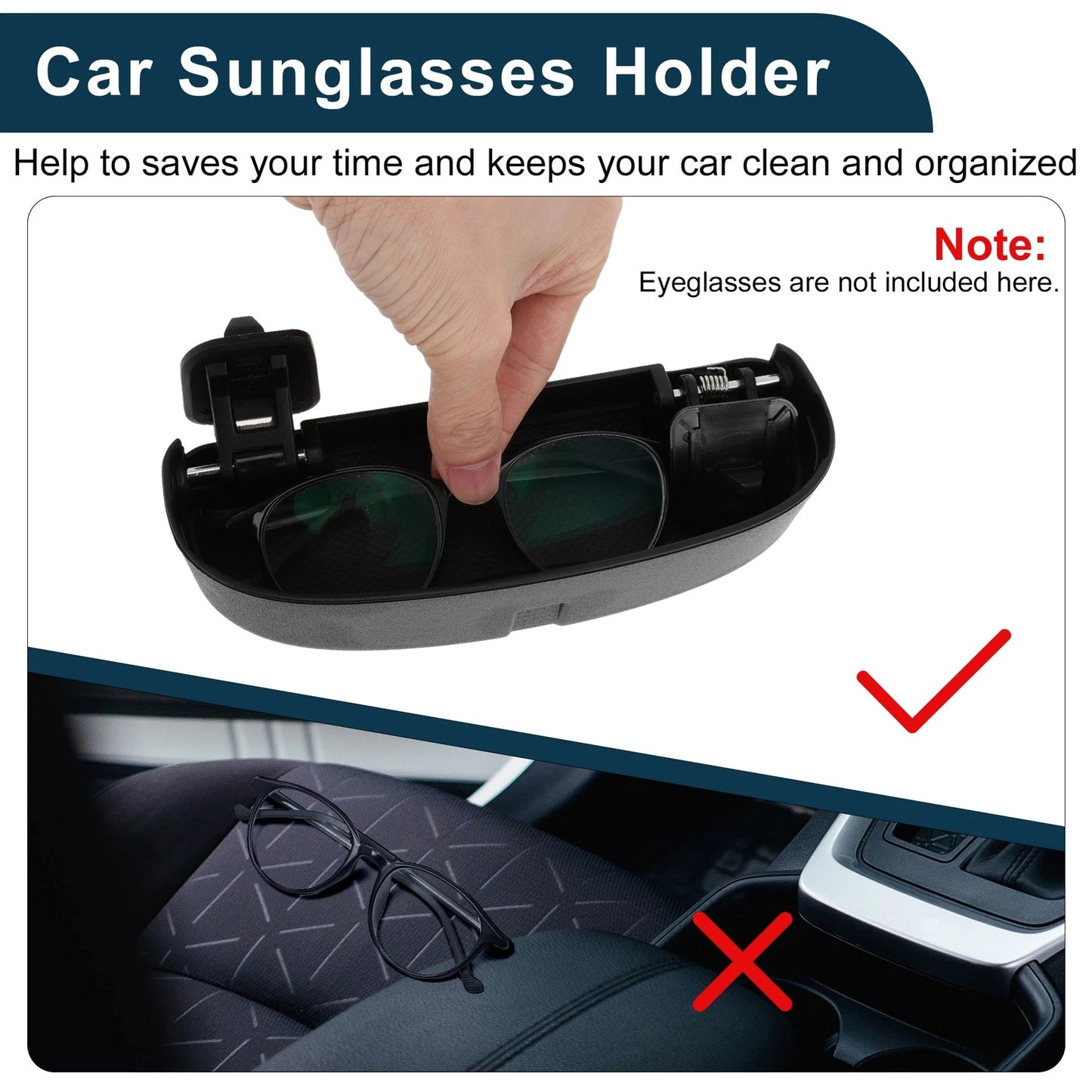 Sunglasses Case for BMW X1 F48 2016-2024 Eyeglasses Holder Storage Box Black