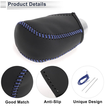 Black Blue Faux Leather Gear Shift Knob Cover for Toyota Corolla (2009-2013)