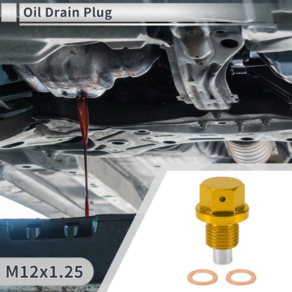 M12x1.25 Engine Oil Drain Plug W/ Gasket for Car, Motorcycle, Boat - Gold Tone