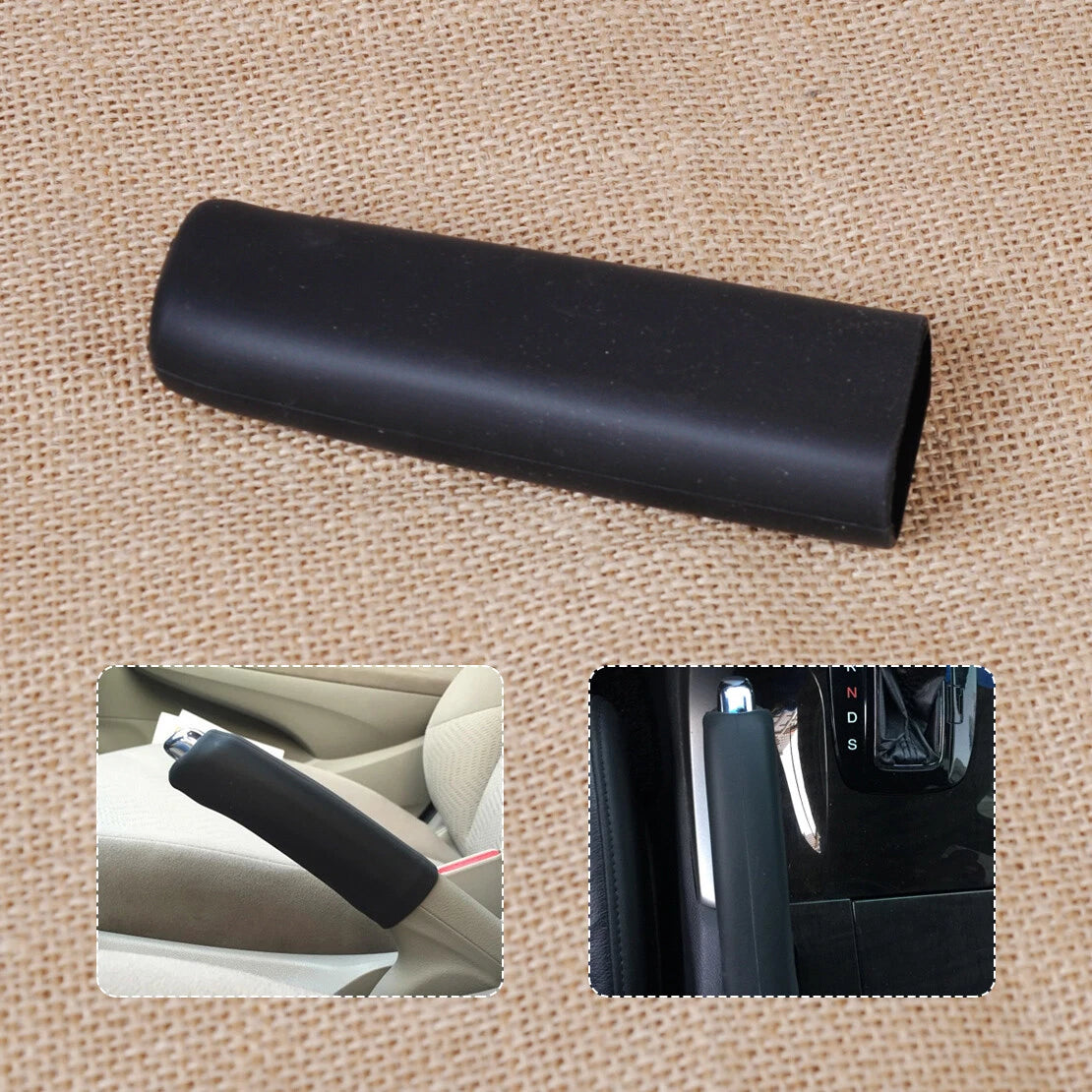 Anti-Slip Silicone Parking Brake Handle Cover for Car - Black