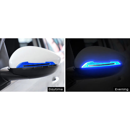 Reflective Blue Carbon Fiber Style Side Mirror Warning Trim for Car