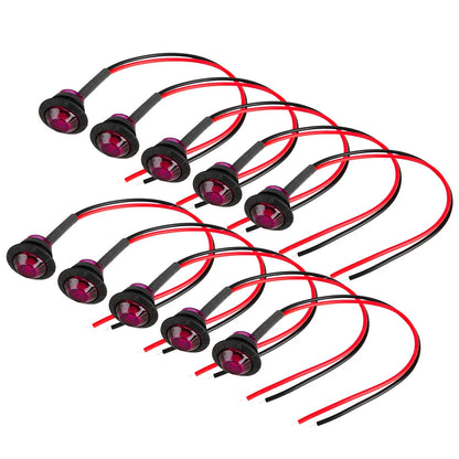10pc Purple 3/4" Bullet Round LED Side Marker Lights for Trailer Truck RV