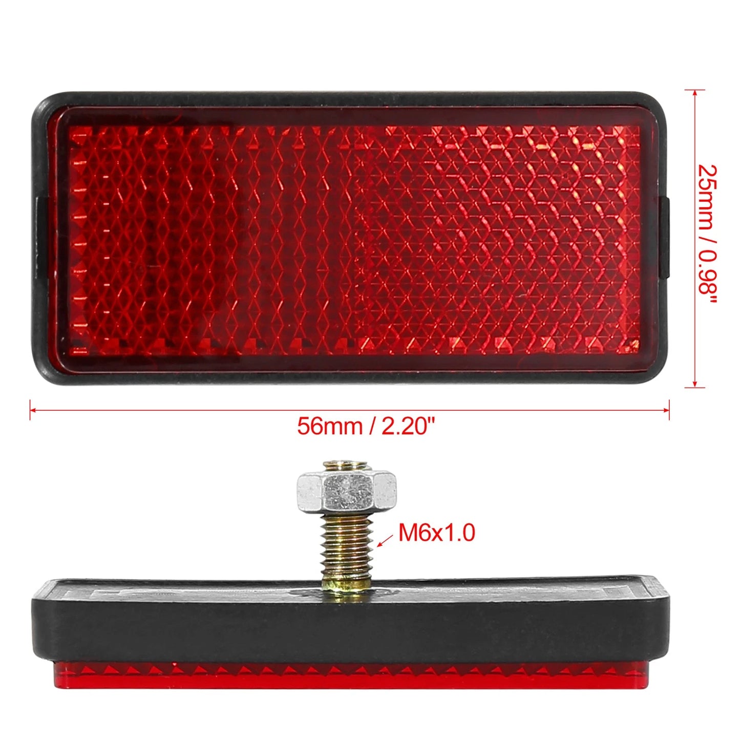 2 x M6x1.0 License Plate Reflector for Motorcycles ATV Dirt Bike Universal