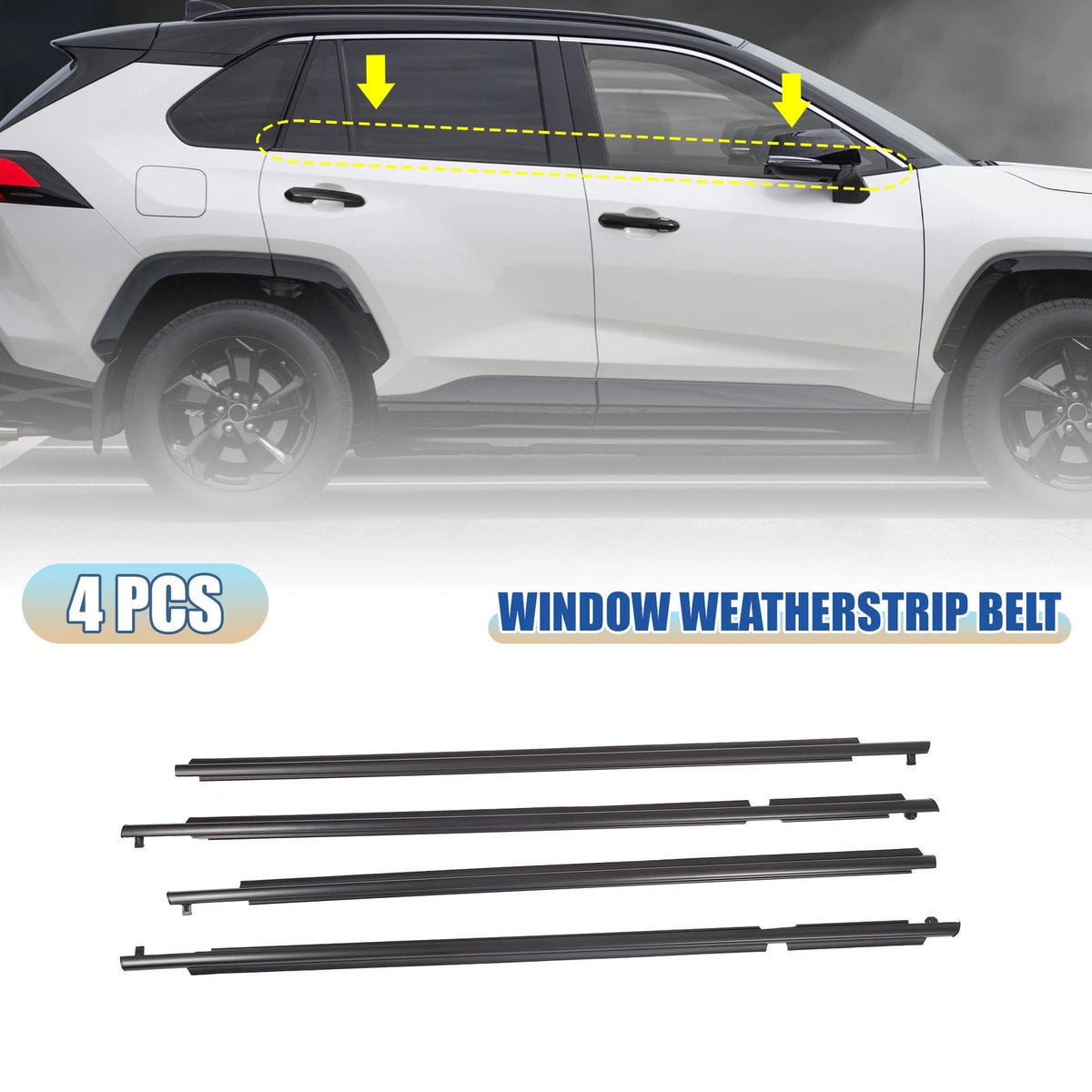 4 Pcs Window Seal Weatherstrip Trim for Toyota RAV4 (2009-2012)