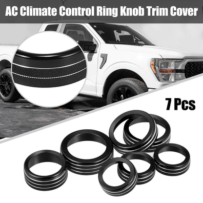 7 x Black AC Climate Control Knob Trim Covers for Ford F-150 (2021-2022)