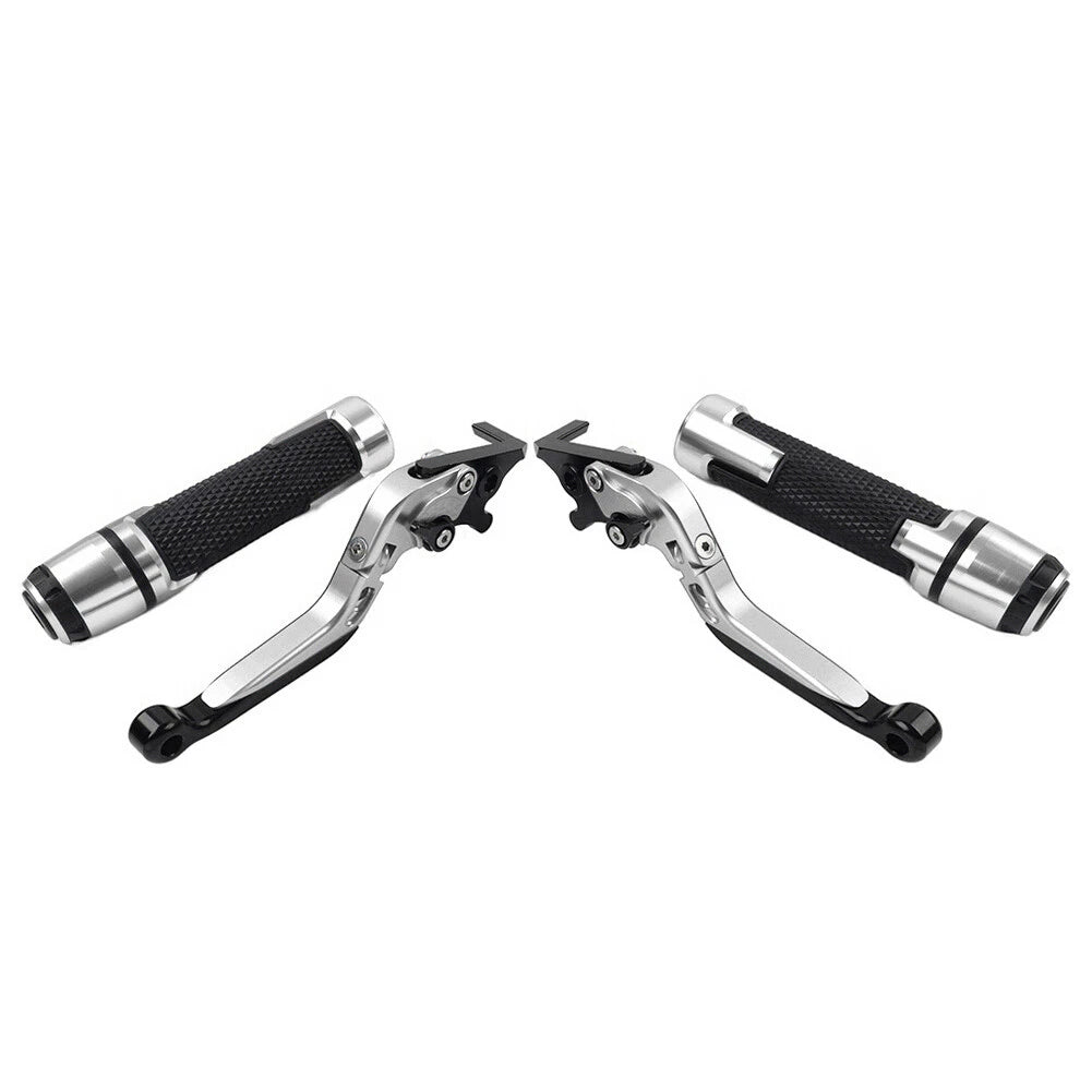 Silver Extendable Brake Clutch Levers & Handlebar Grips for Suzuki GSXR750