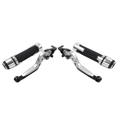 Silver Extendable Brake Clutch Levers & Handlebar Grips for Suzuki GSXR750