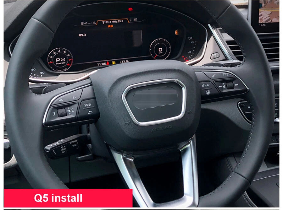 Silver Center Steering Wheel Logo Trim Sticker Aluminum Fit For Audi Q5 Q7 2018+