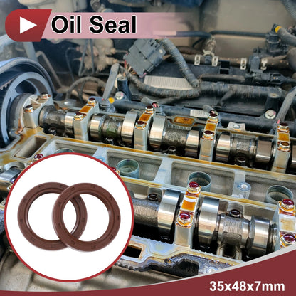 Oil Seal 35x48x7mm FKM Rubber Brown 2 x Pcs for Vehicle