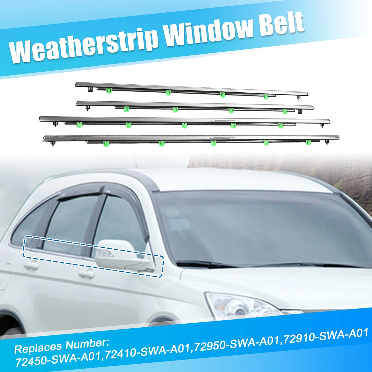 4pcs Weatherstrip Window Trim Seal for Honda CR-V (2007-2011)