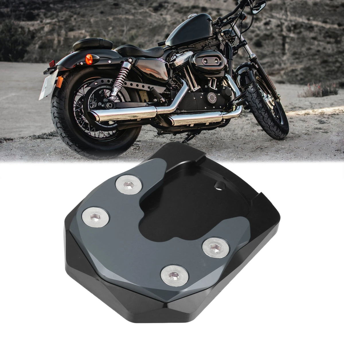 Set Kickstand Stand Pad Black Titanium Tone for Yamaha YZF-R15
