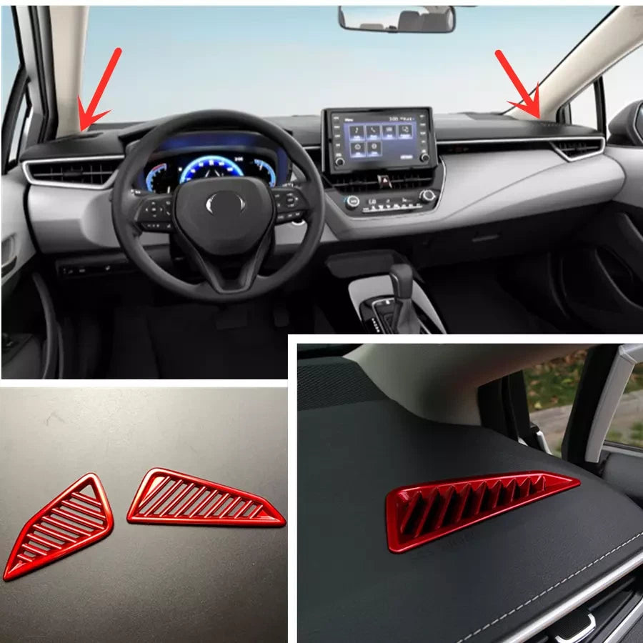 2 x Dashboard Air Vent Cover Trim Bright Red for TOYOTA COROLLA (2019-2022)