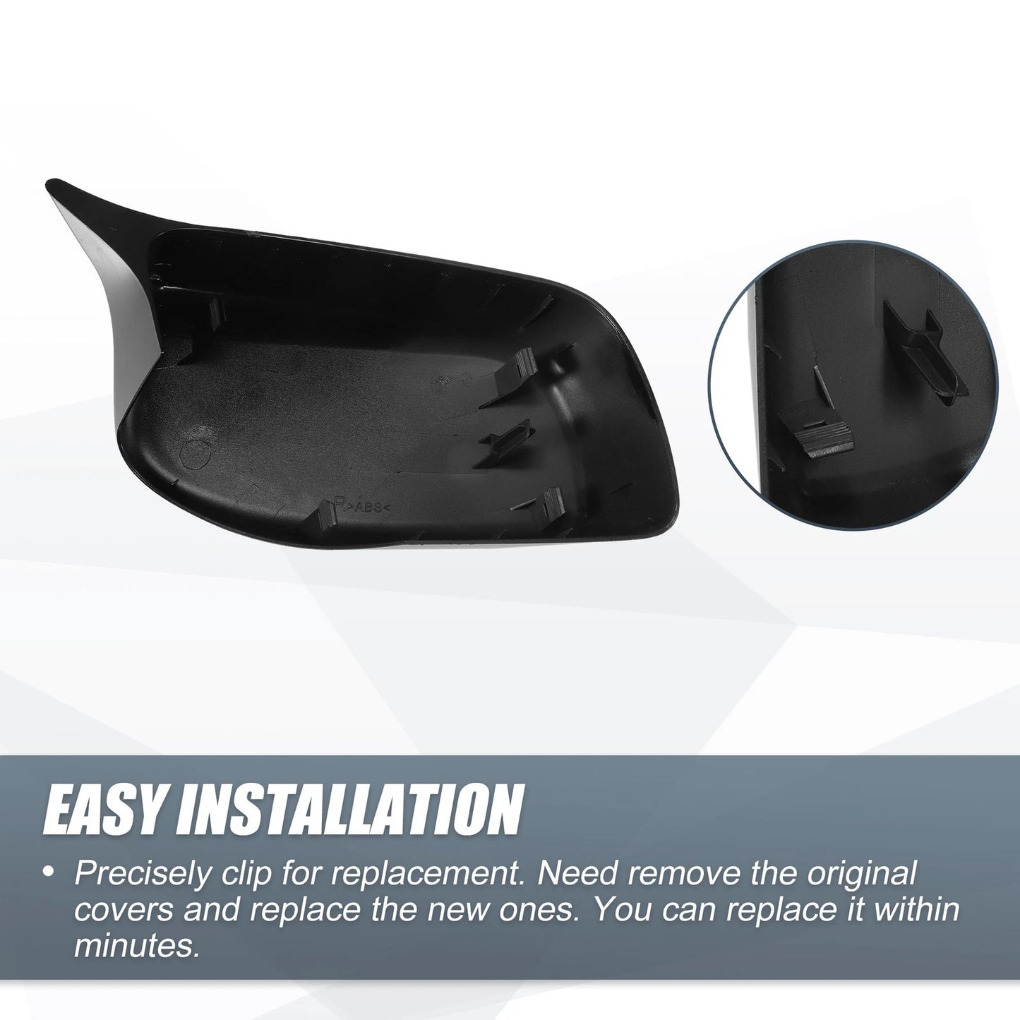 Rearview Mirror Cover Cap Gloss Black for BMW E60 E61 5 Series 6 Series (2001-2010)