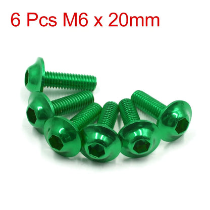 6 x M6 x 20mm Green Hexagon License Plates Fairing Bolts Screws for Motorcycle
