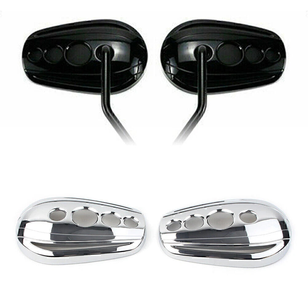 Chrome Oval Rear View Mirror Covers for Harley Dyna Softail Sportster
