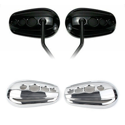 Chrome Oval Rear View Mirror Covers for Harley Dyna Softail Sportster