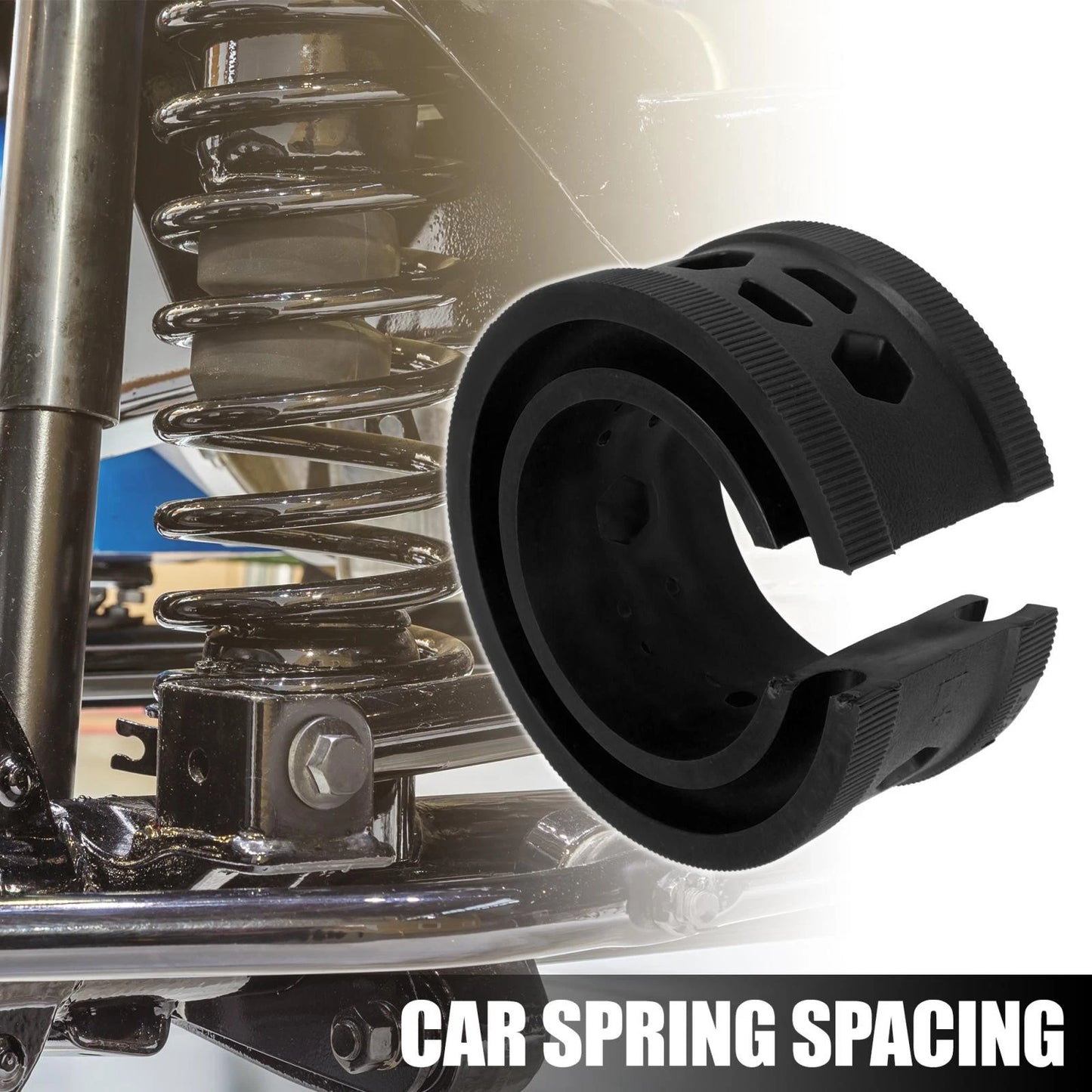 2 x Black Car Coil Spring Rubber Buffers for Ford & Chevy