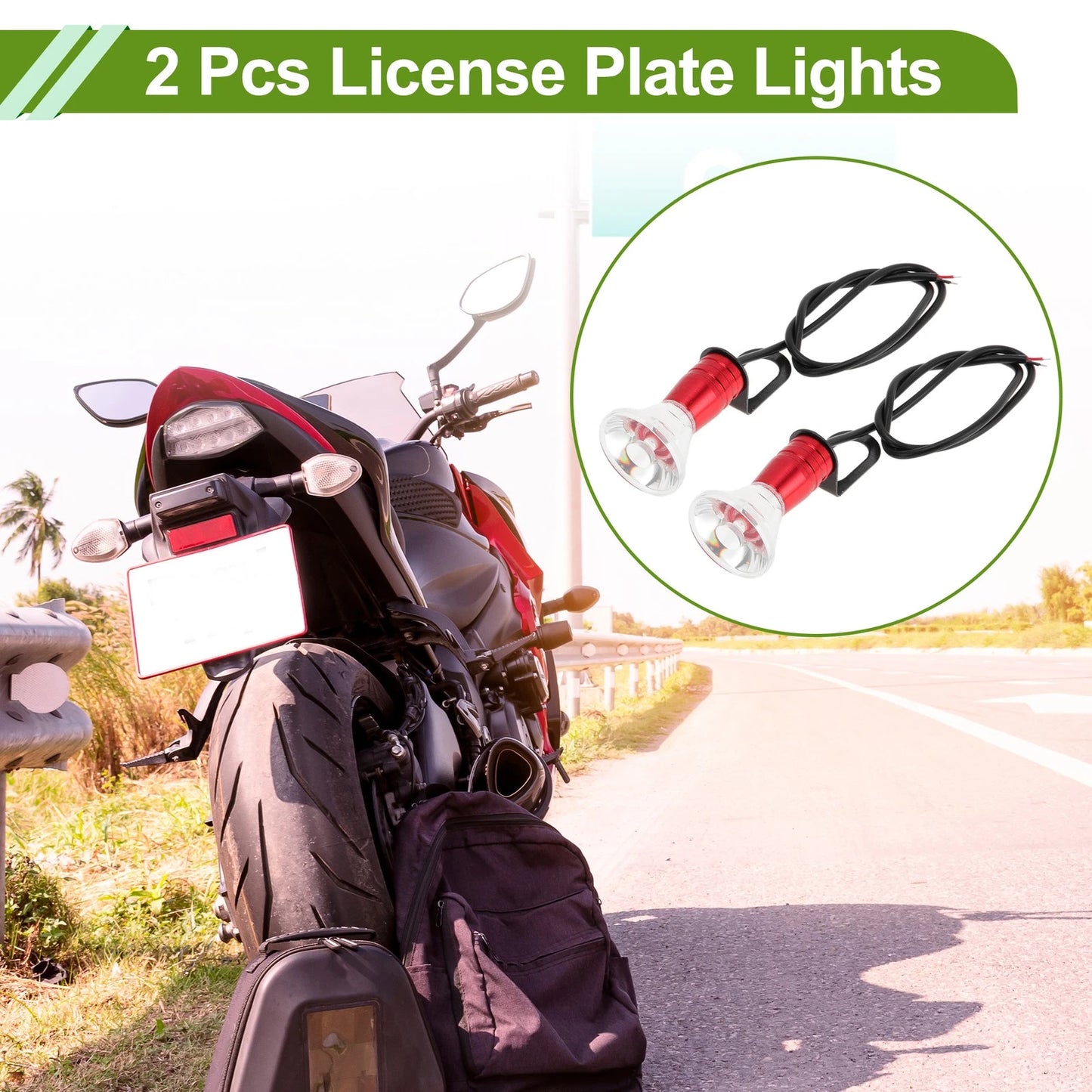 License Plate Light 2 x Led Tag Lamp for Car Motorcycle Waterproof Red