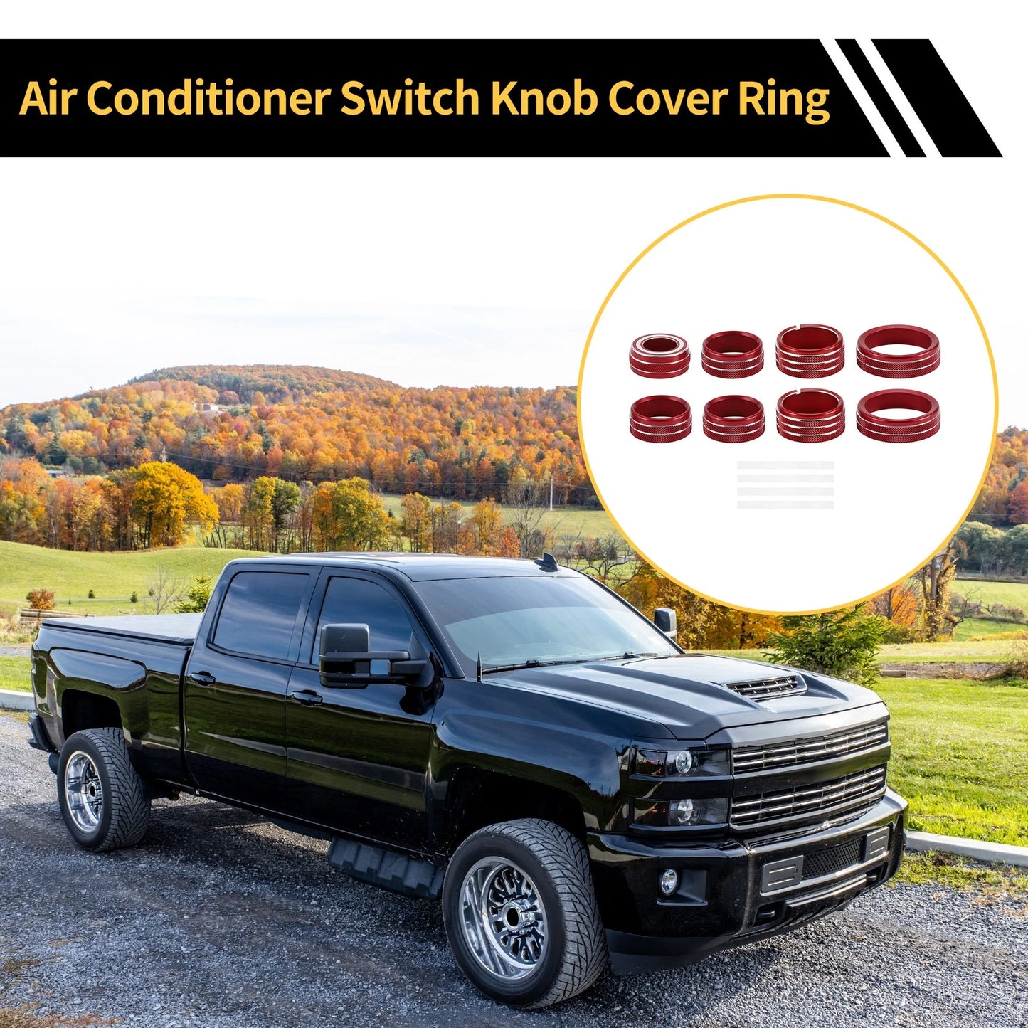 Knob Cover Ring Light Switch for GMC Sierra Red (2014-2018)