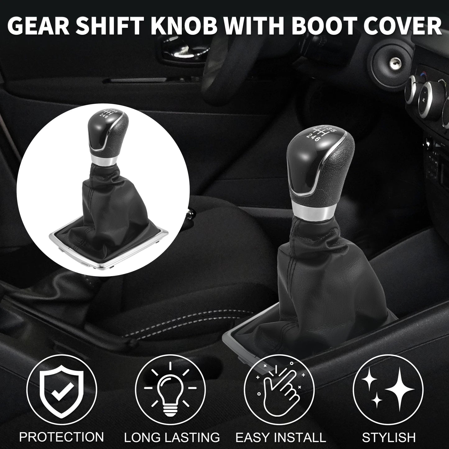 6 Speed Manual Gear Shift Knob & Cover for Ford Focus MK2 (2005-2012)