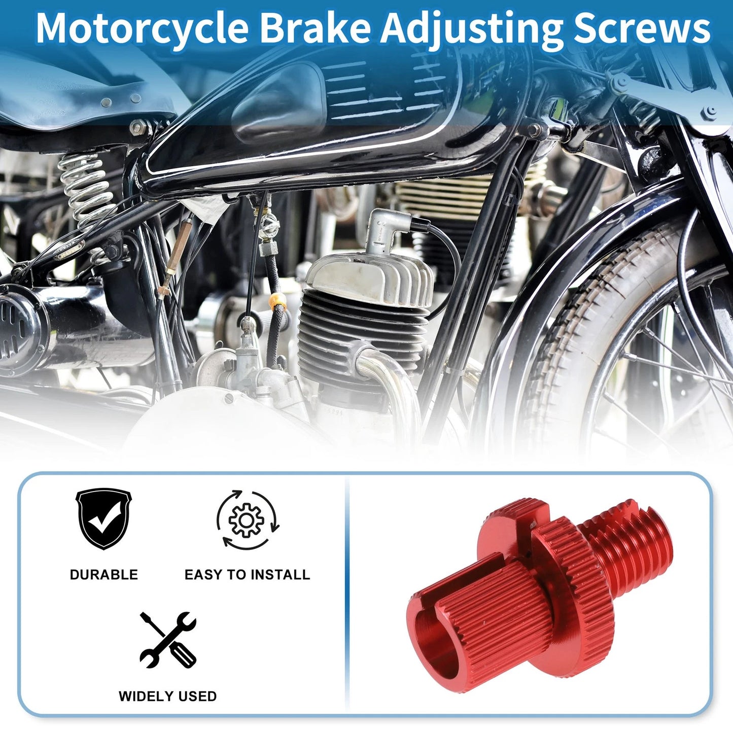 Brake Lever Barrel Adjusters Screws M10 Red 2 x for Motorcycle