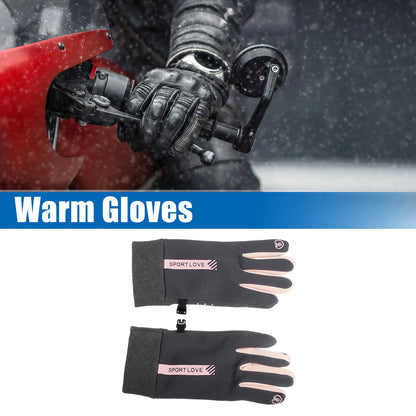 1 Pair Riding Warm Gloves Liners Pink Gray for Motorcycle Cycling Sporting