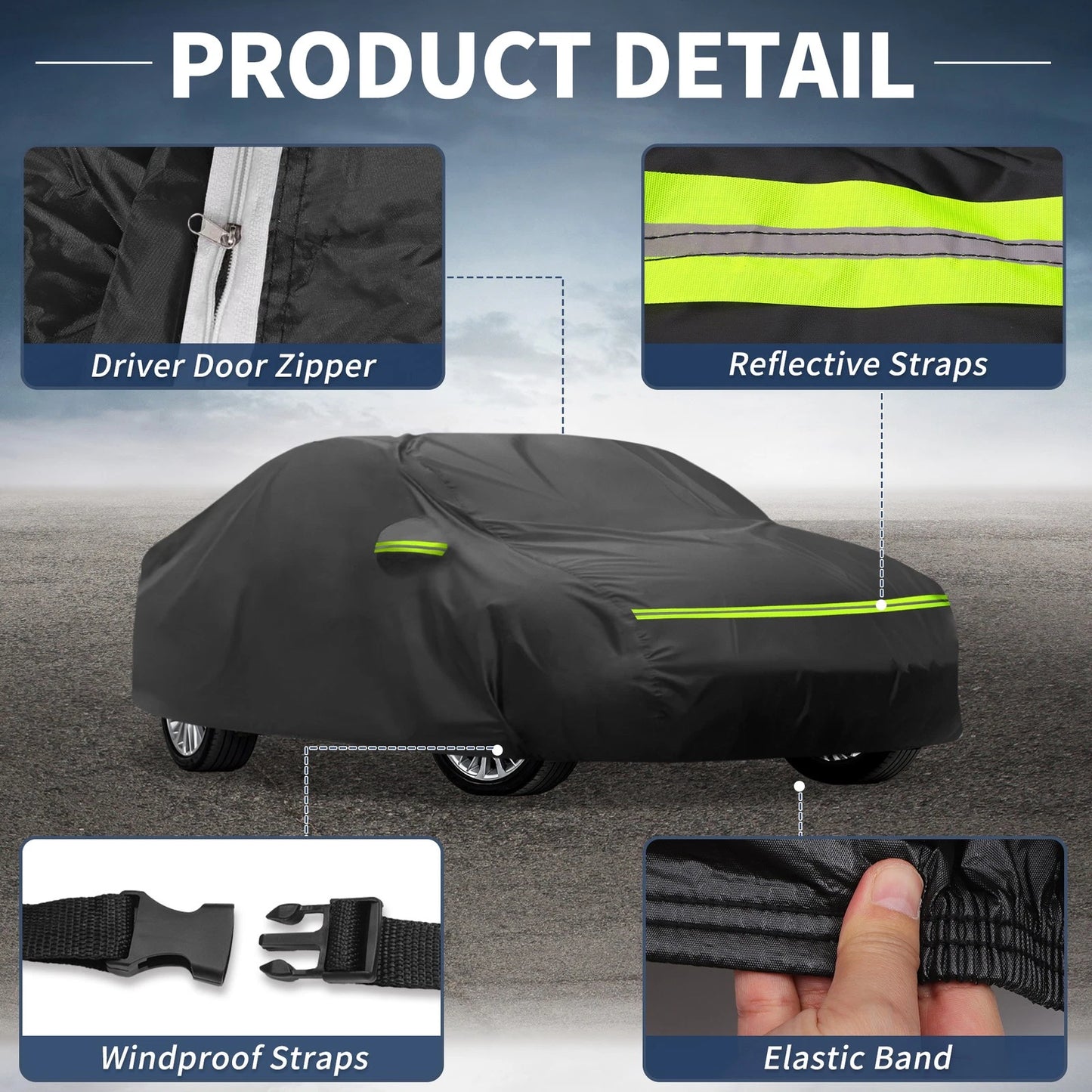 Waterproof 211D-PU Car Cover for BMW 2 Series F22 (2014-2021) with Zipper