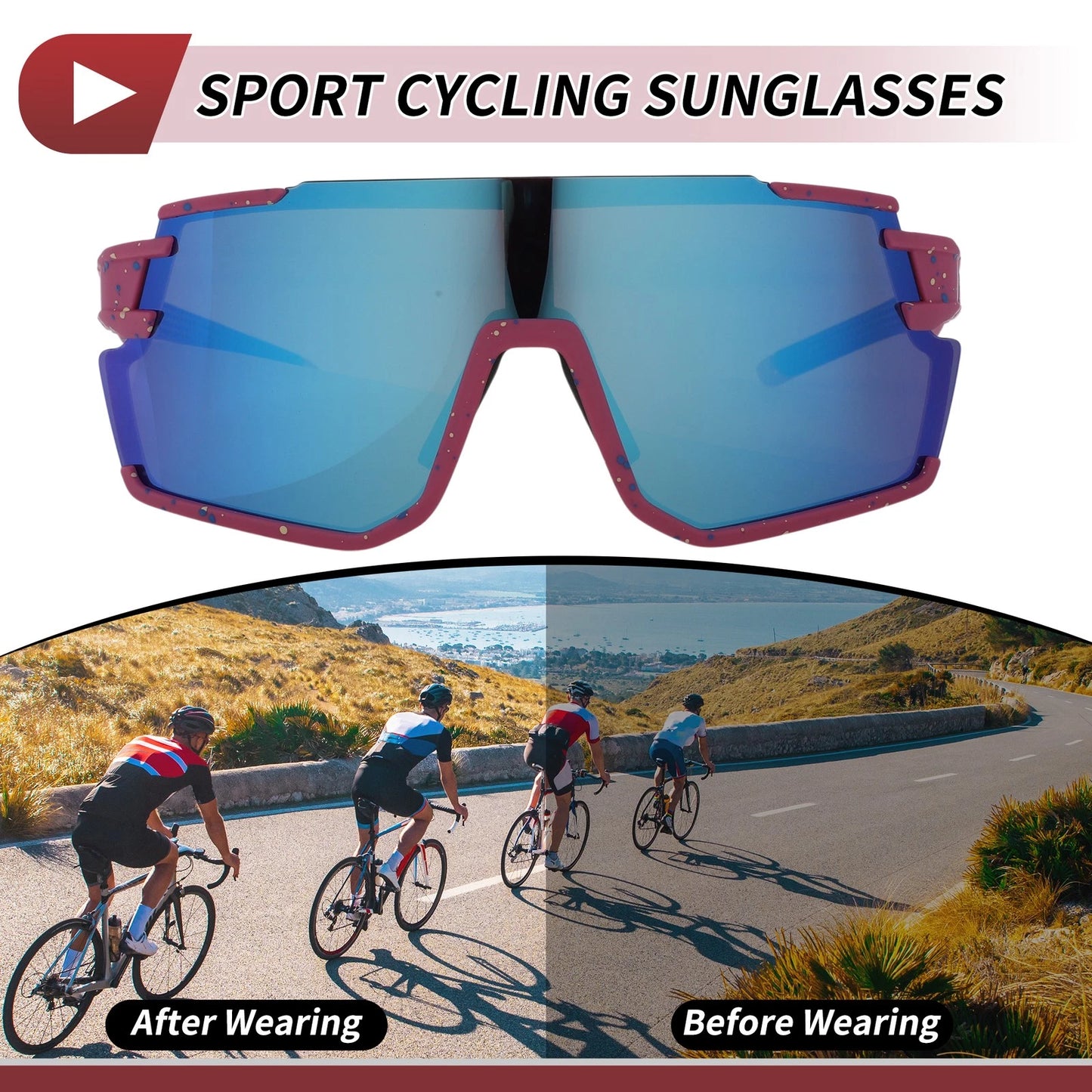 1 Pc Riding Goggles for Motorcycle Blue Purple with Blue and Yellow Dots UV400