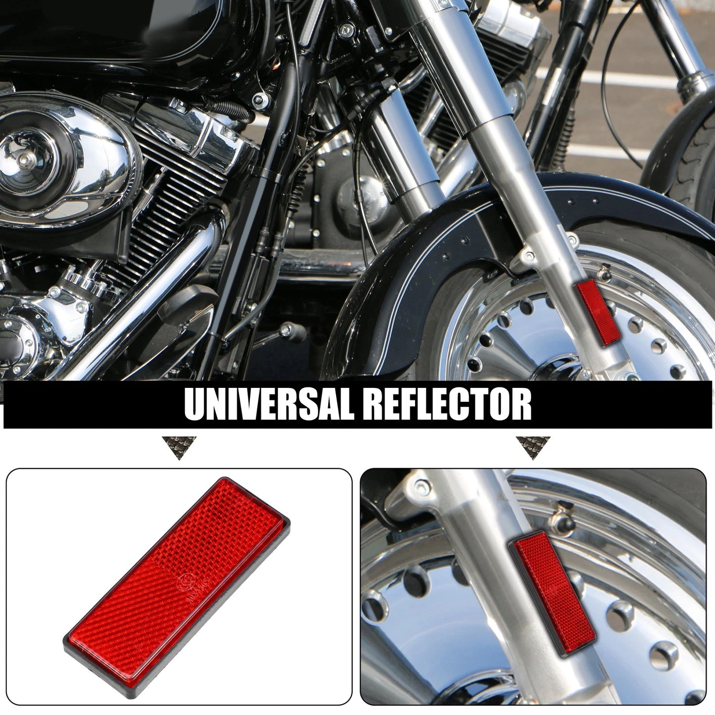 8pcs Rectangular Safety Spoke Reflector for Motorcycle Bicycle Red