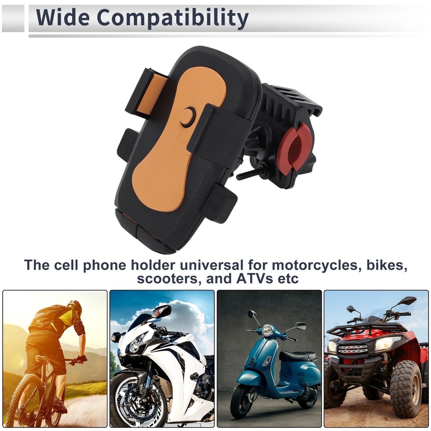 Phone Mount Holder 4.7-7.2 for Motorcycle Handlebar Mount Black Orange