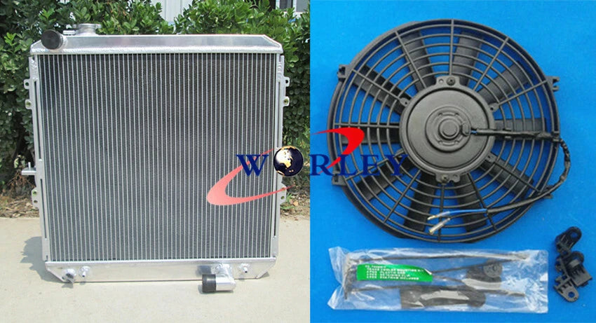3 Core Aluminum Radiator Blue Hose Shroud Fan for HILUX LN106 LN111 (1984-1997)