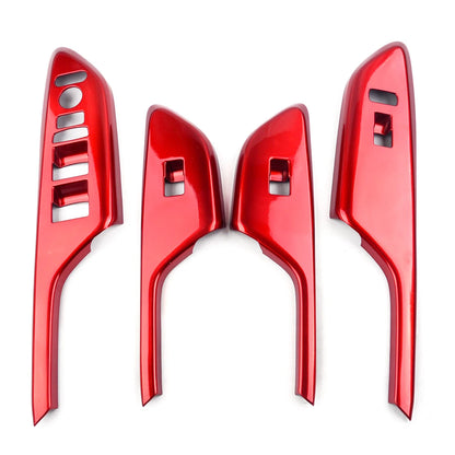 4 x Red Window Switch Button Cover Trim for Honda Civic (2016-2018)