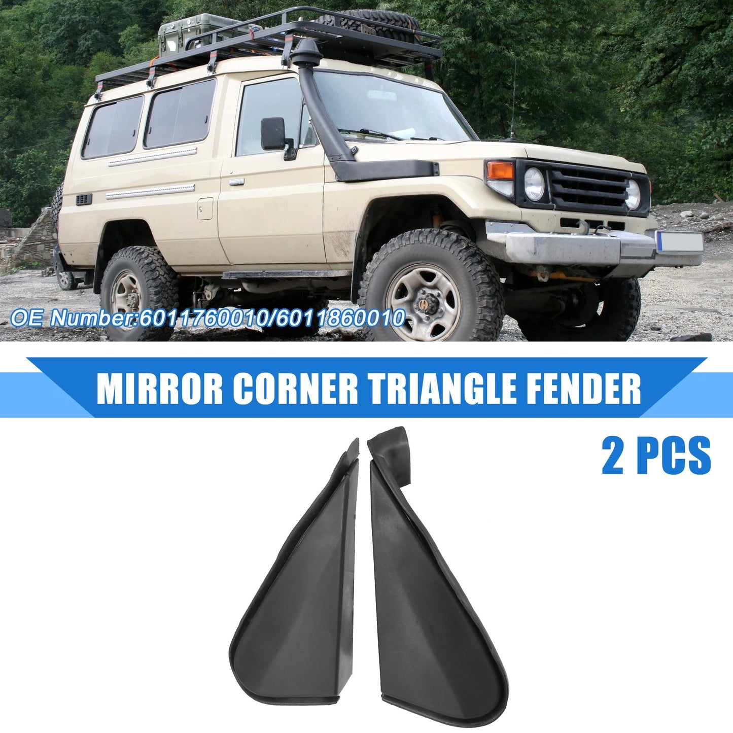 2 x Left Right Mirror Corner Triangle Fender Cover for Toyota Land Cruiser