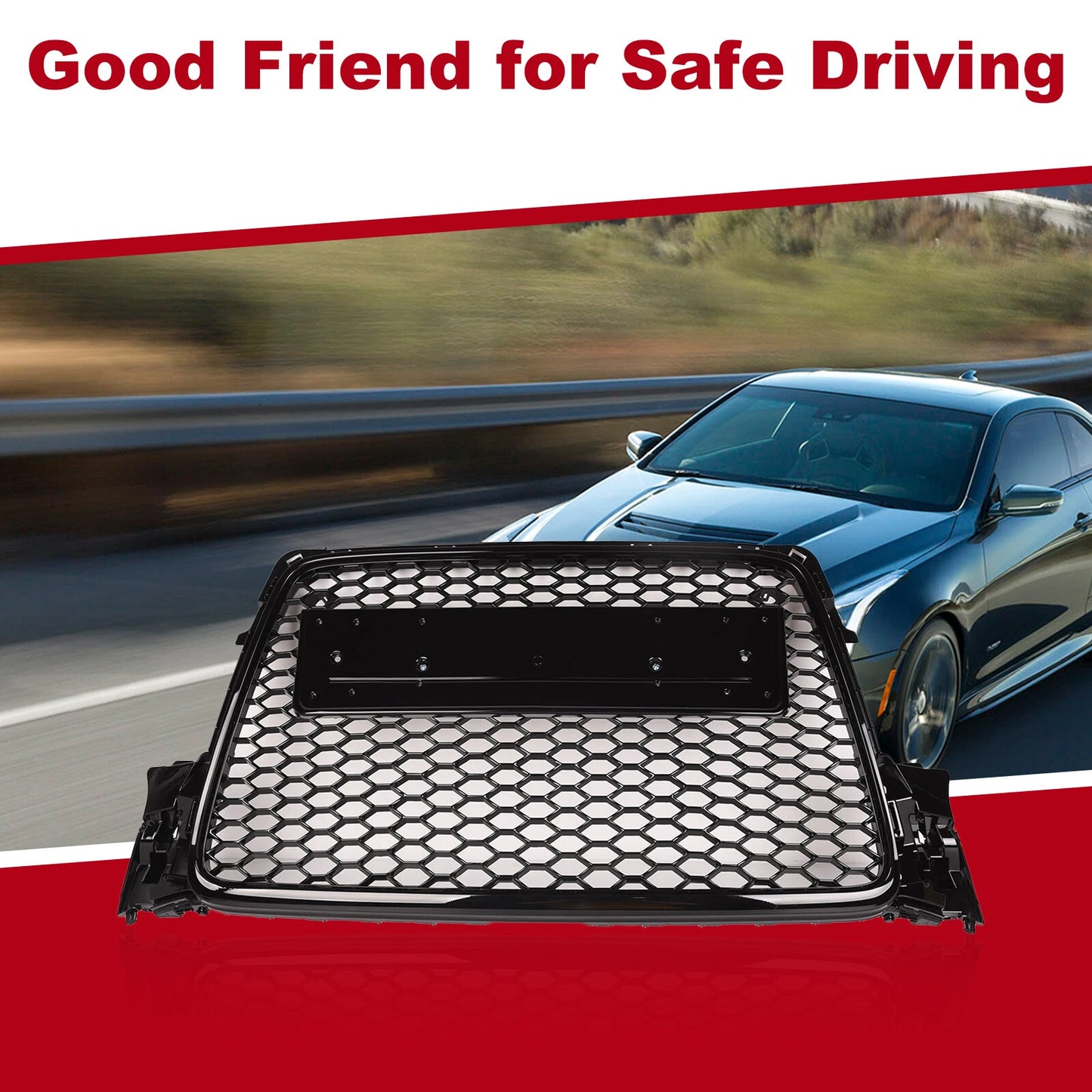 Gloss Black Honeycomb RS4 Style Bumper Grille for Audi A4 B8 (2009-2011)