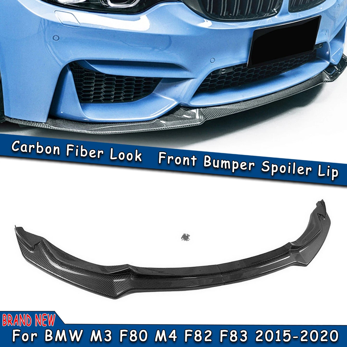 Front Bumper Spoiler for 2015-2020 BMW F80 M3 F82 F83 M4 (2015-2020)