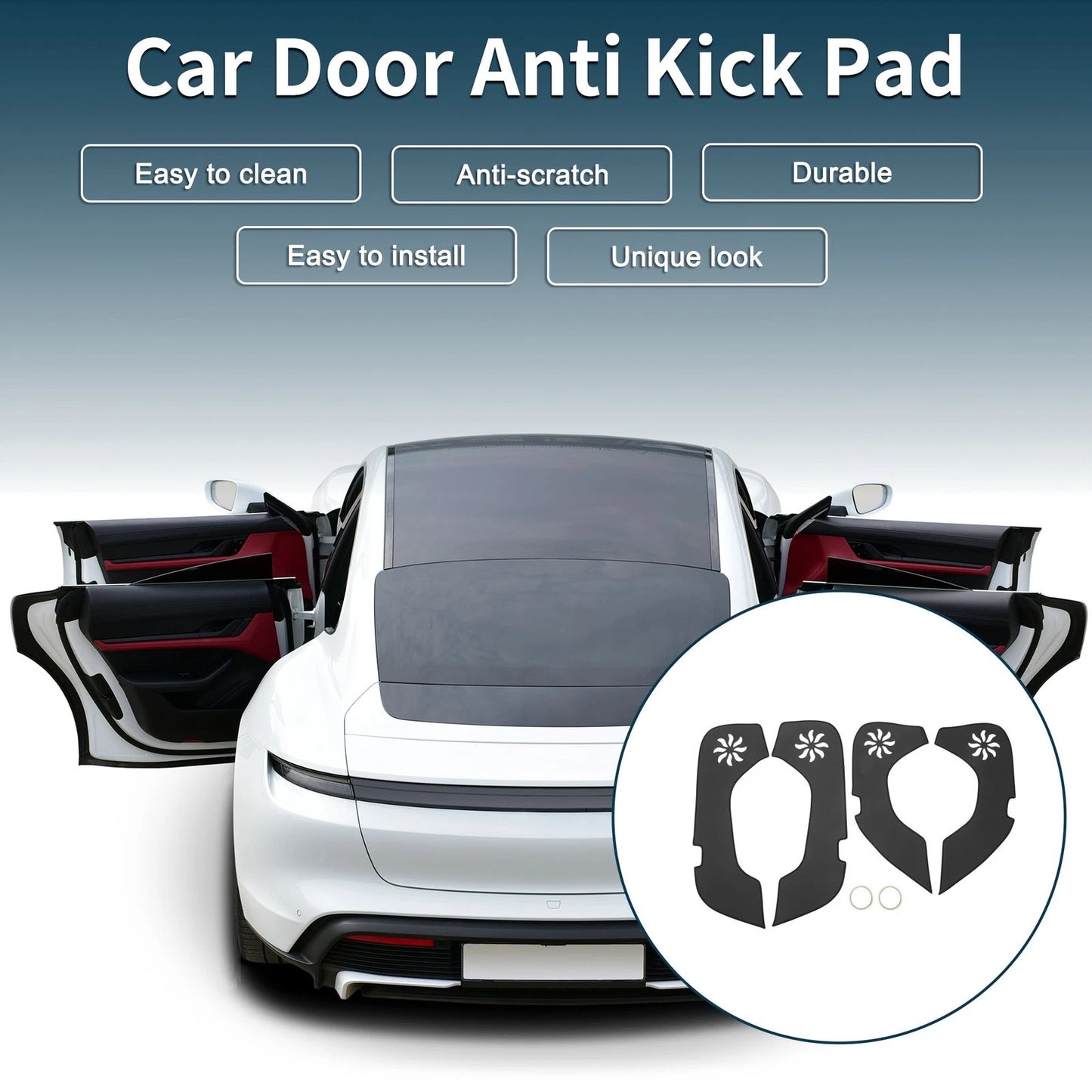 Anti Kick Pad Sticker Protector for Infiniti QX50 (2018-2024) Black 1 Set