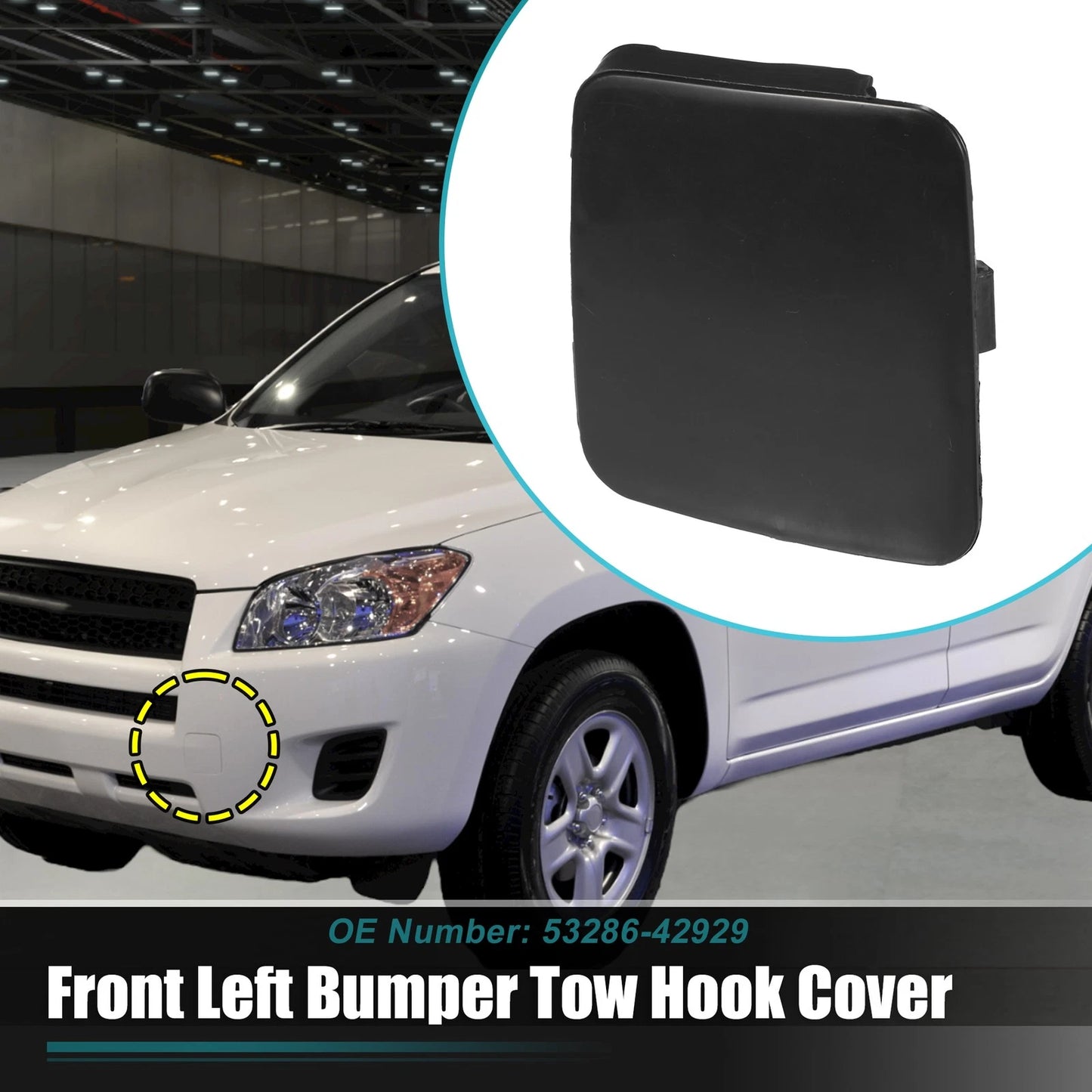 Unpainted Front Left Bumper Tow Hook Cap Black for Toyota Rav4