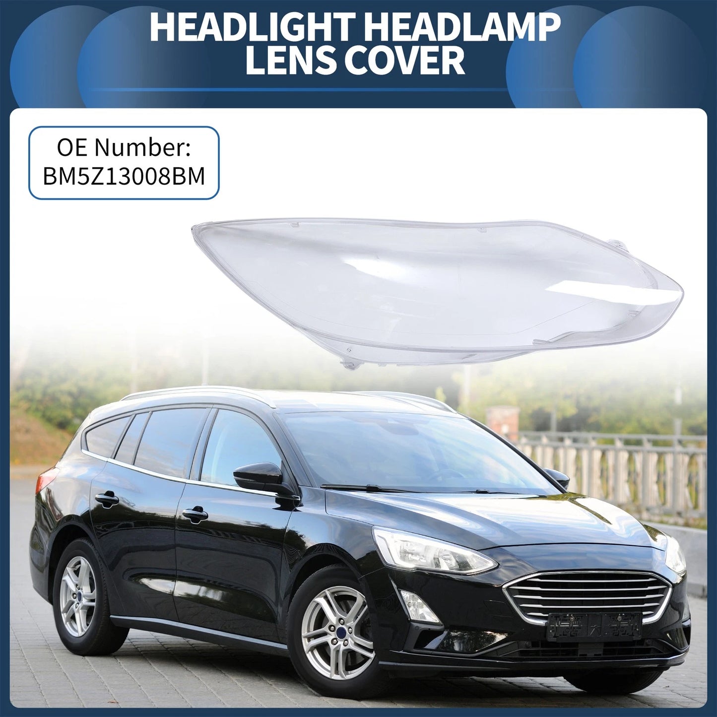 Front Right Headlight Lens Cover for Ford Focus (2012-2014)