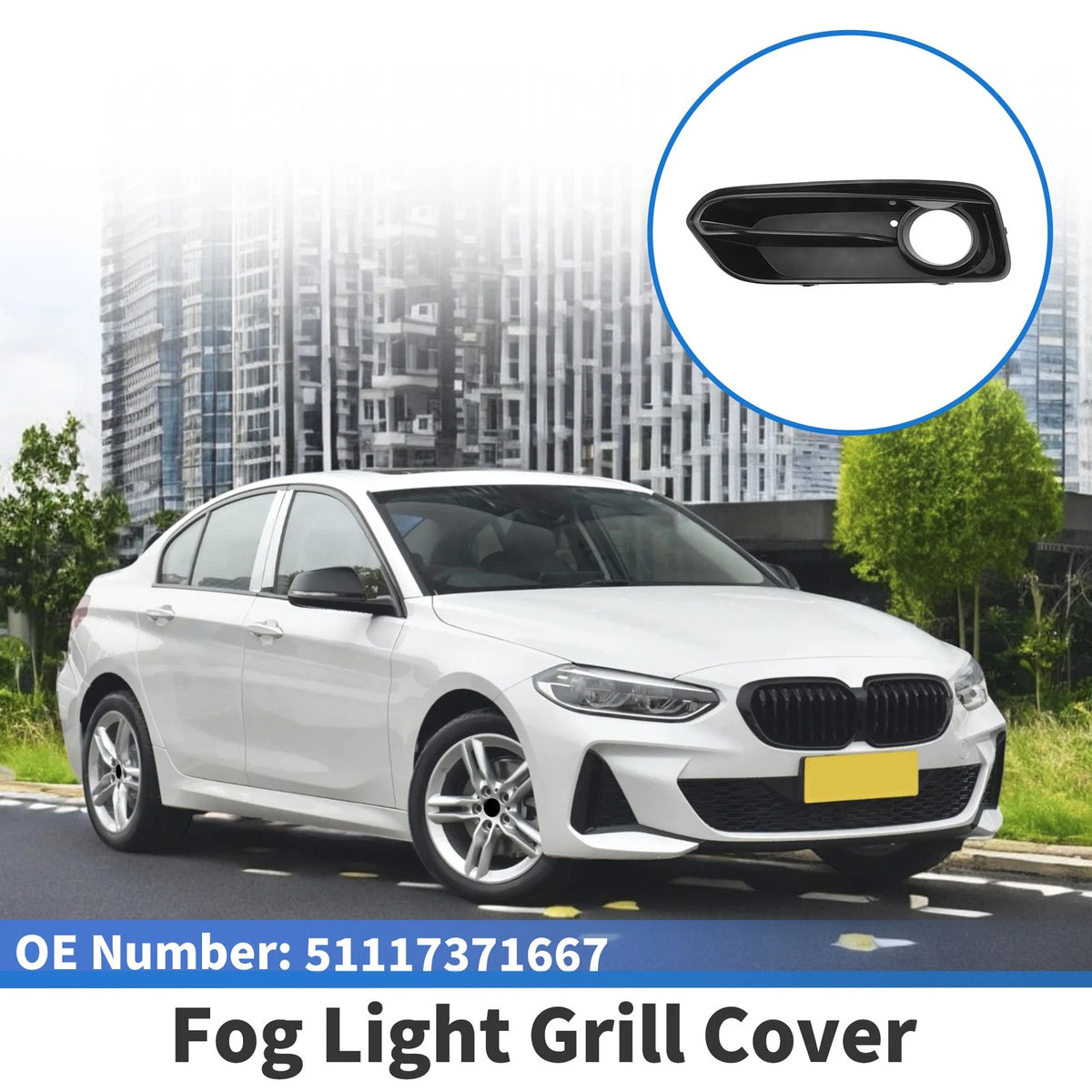 1 Pc Car Front Left Fog Light Grill for BMW 1 Series (2015-2018)