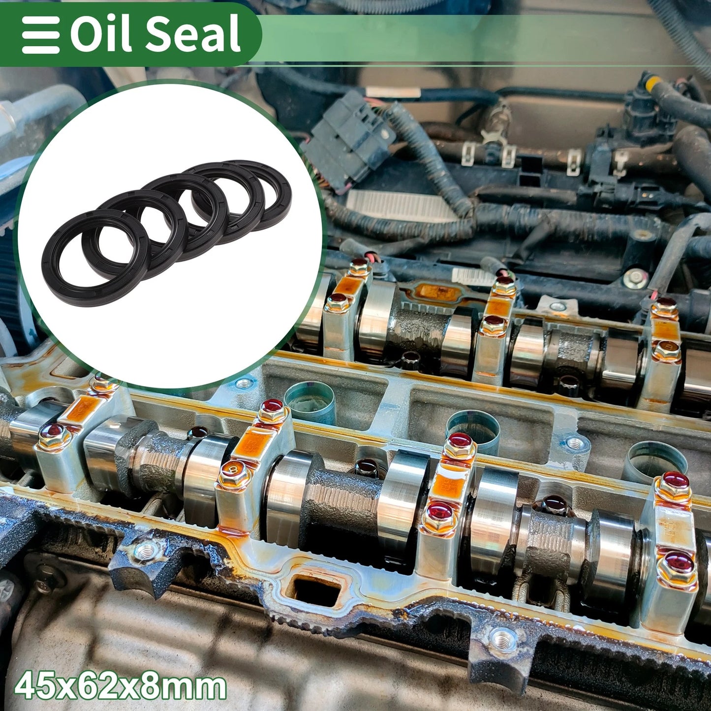 Oil Seal NBR Rubber 45x62x8mm High Pressure Black 5 Pcs