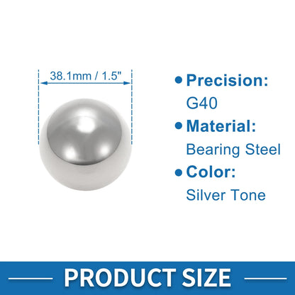 38.1mm Bearing Ball Steel G40 Precision Ball Silver Tone