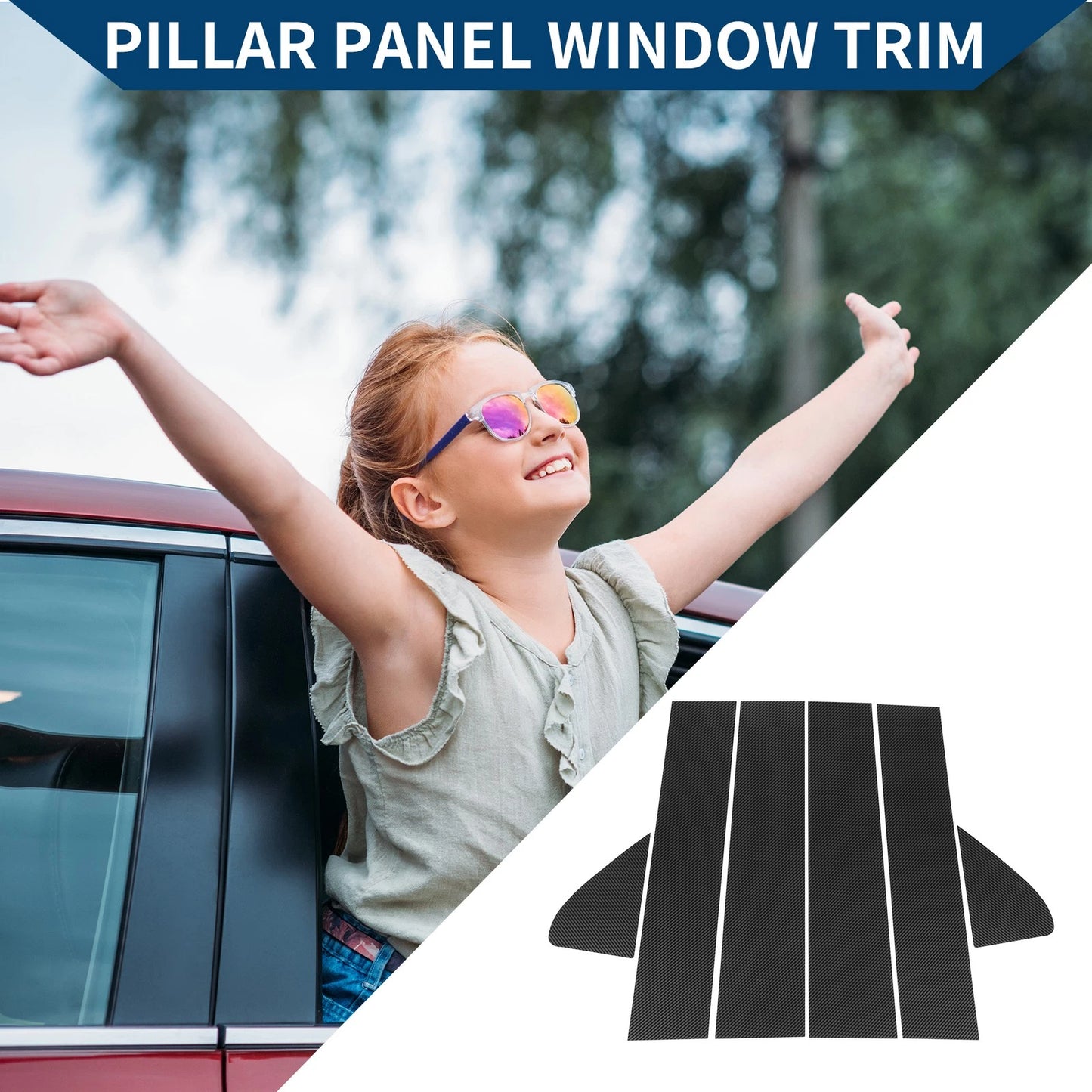6 x Car Pillar Window Trim Cover Carbon Fiber for GMC Sierra 1500 (2019-2024)