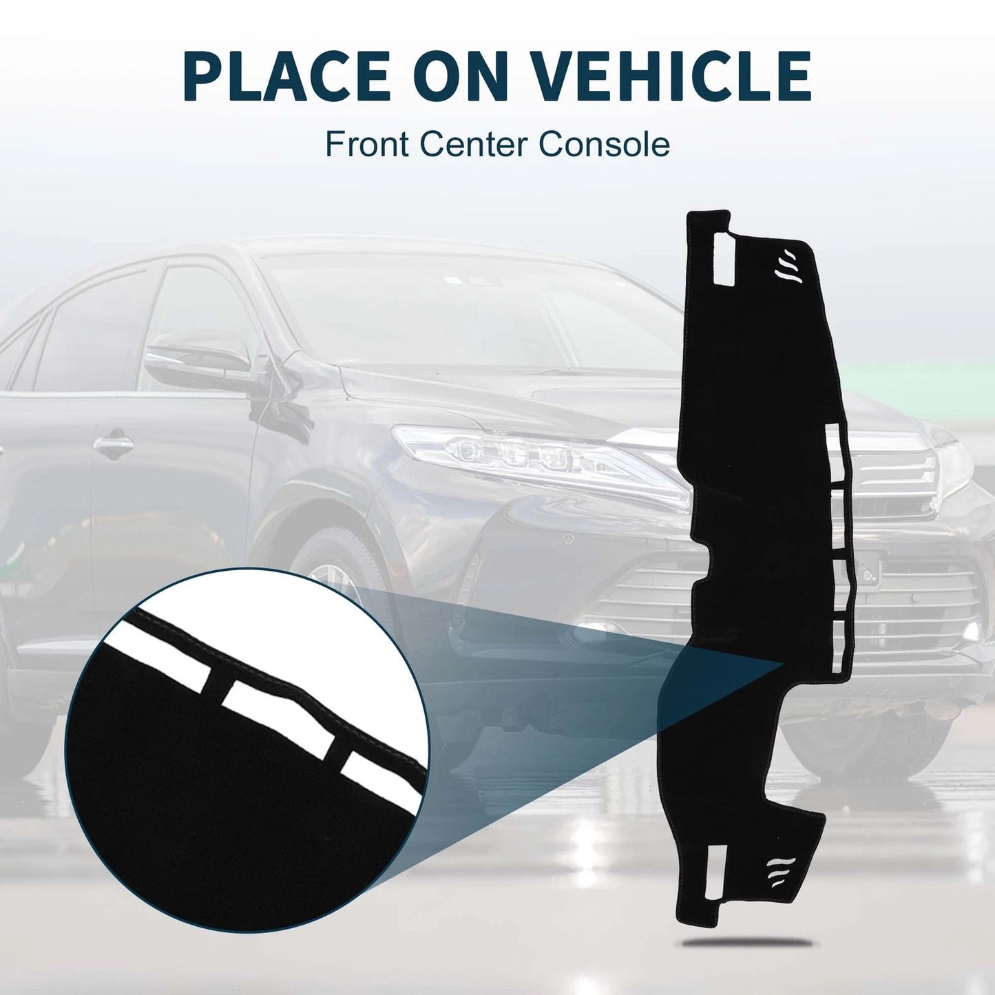 Dashboard Cover Mat for Toyota Harrier 20-24 Black 1 Set