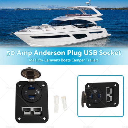 50 Amp Dual USB Socket Flush Mount QC 3.0 Port for Car